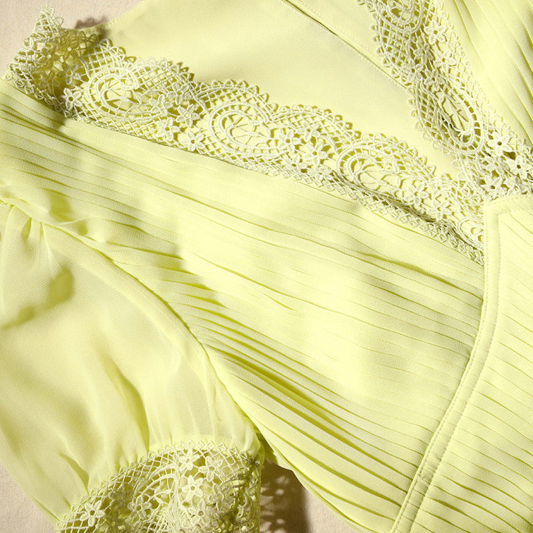 Lime Green Chiffon Midi Dress