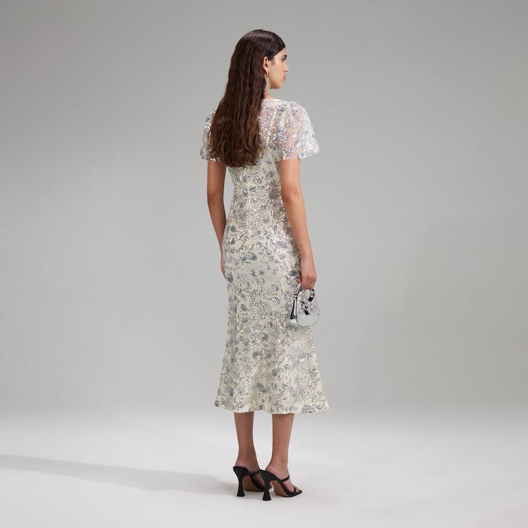 Champagne Sequined Midi Dress