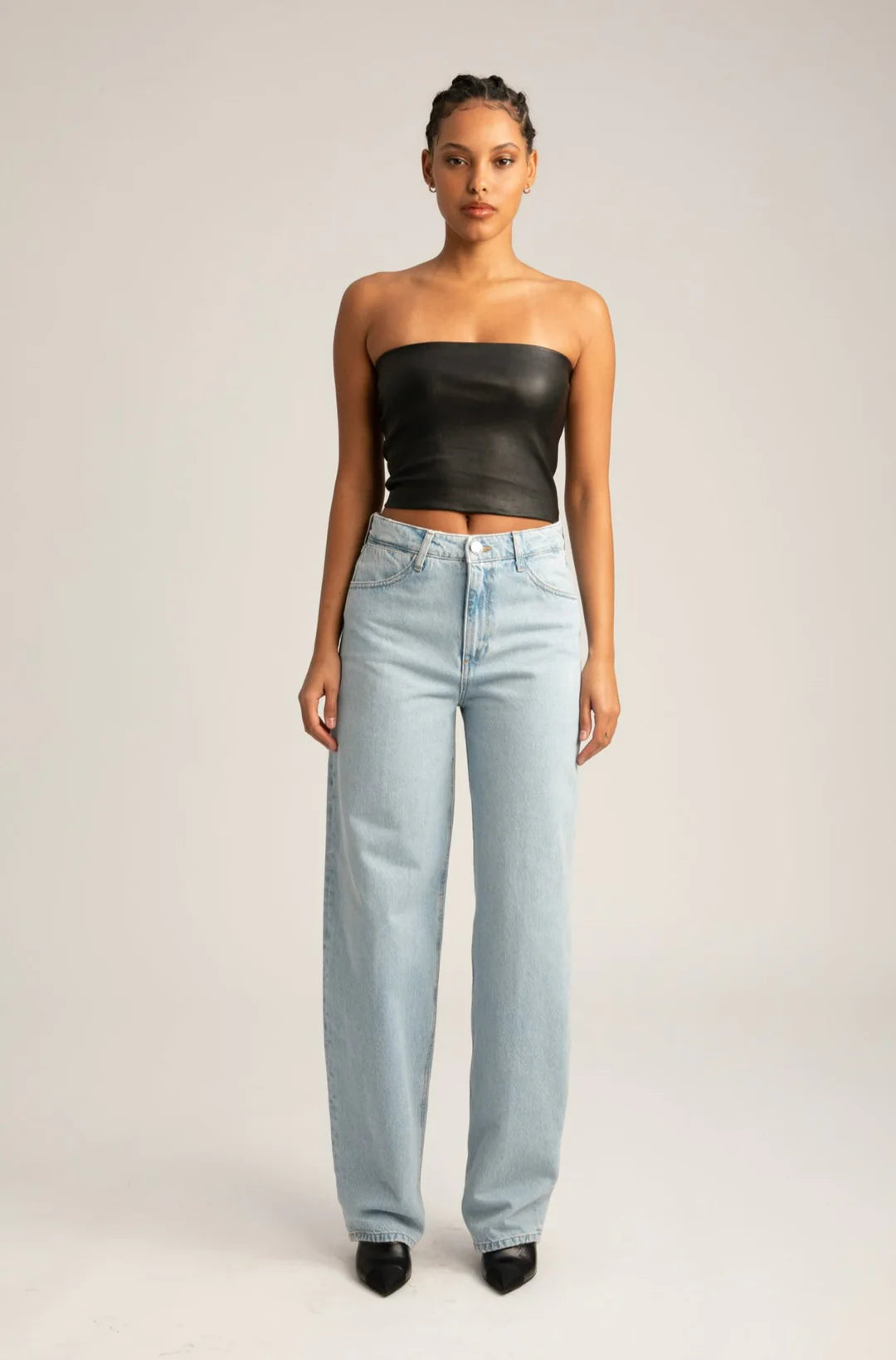 BLACK LEATHER TUBE TOP