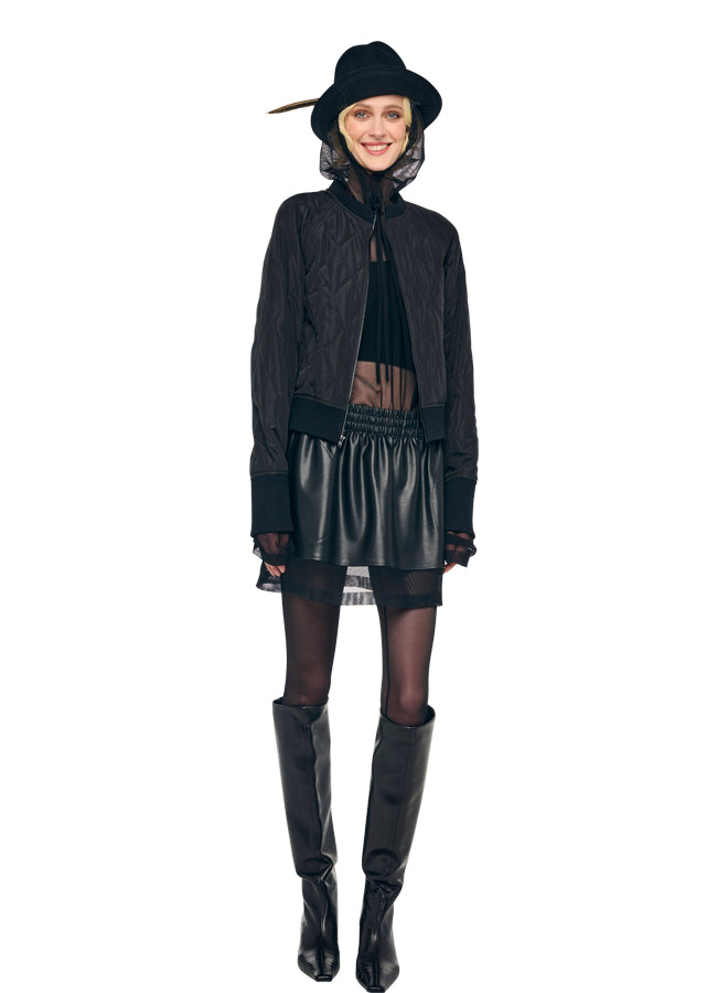 QUILTED SHORT BOMBER JACKET