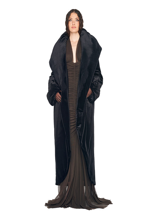 OS SHAWL COLLAR MAXI COAT