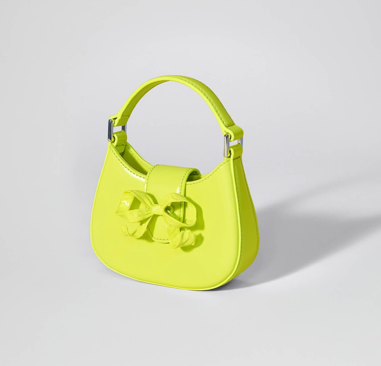Lime Green Curved Bow Micro Shoulder Bag