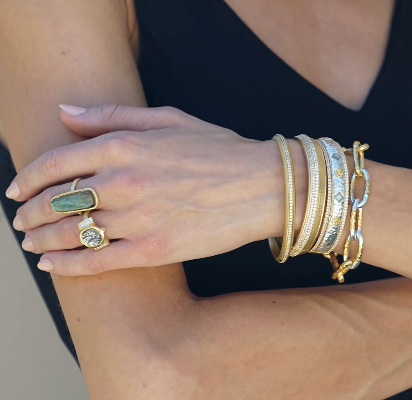 MOTA LABRADORITE COIN BANGLE