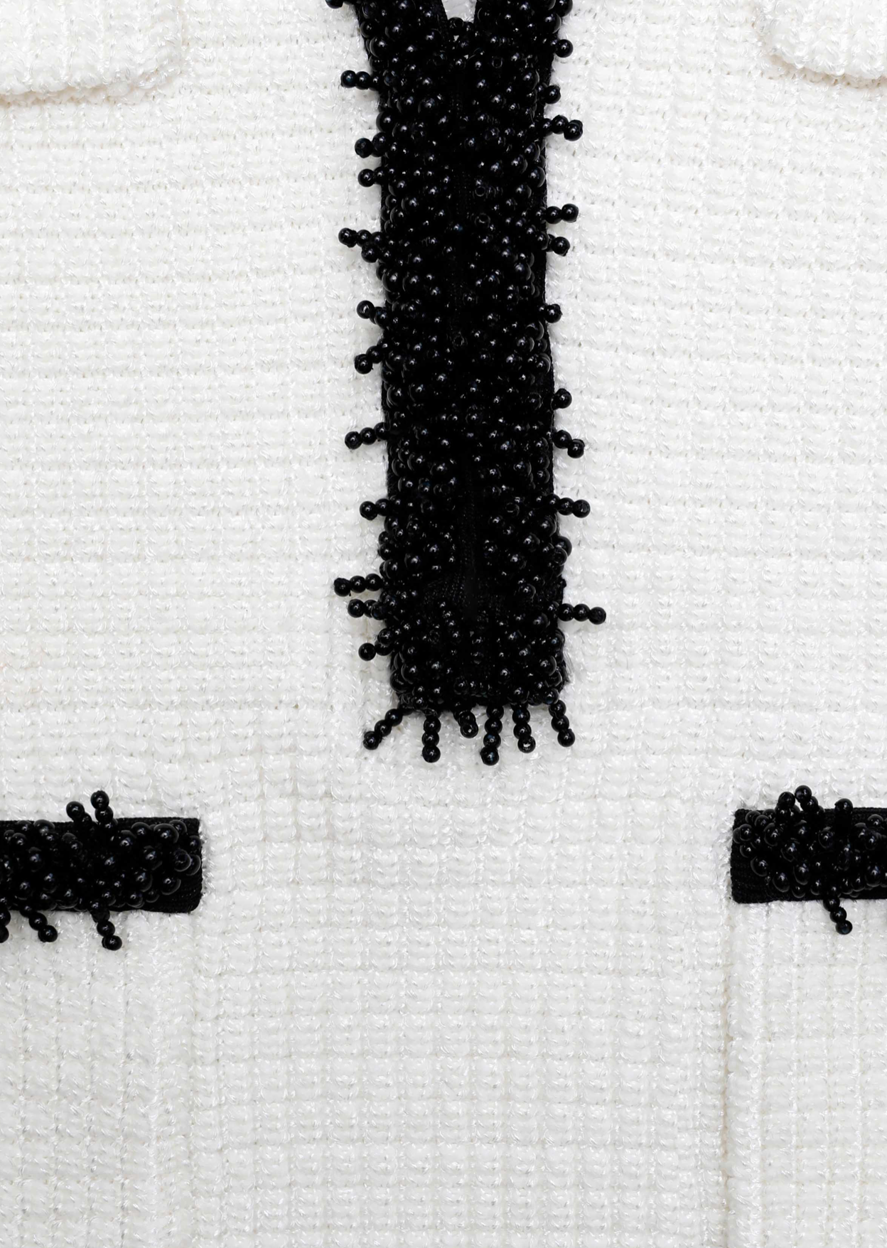 WHITE PEARL TRIM KNIT MINI DRESS