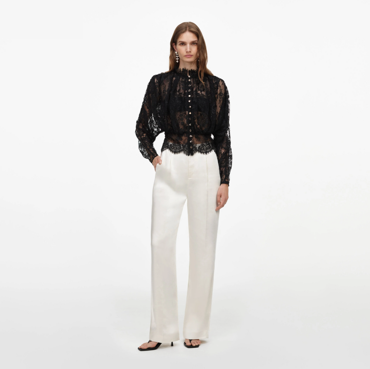 BLACK LACE HIGH NECK BLOUSE