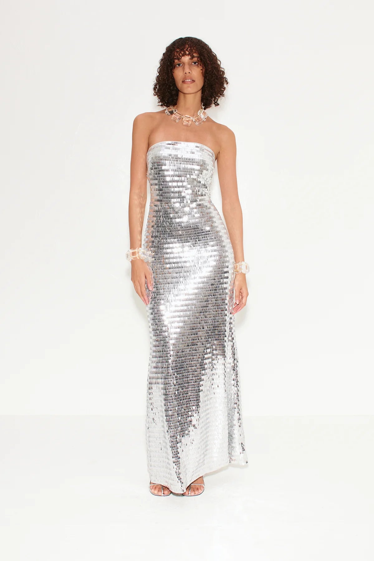 SCULPTY STRAPLESS SEQUIN DRESS