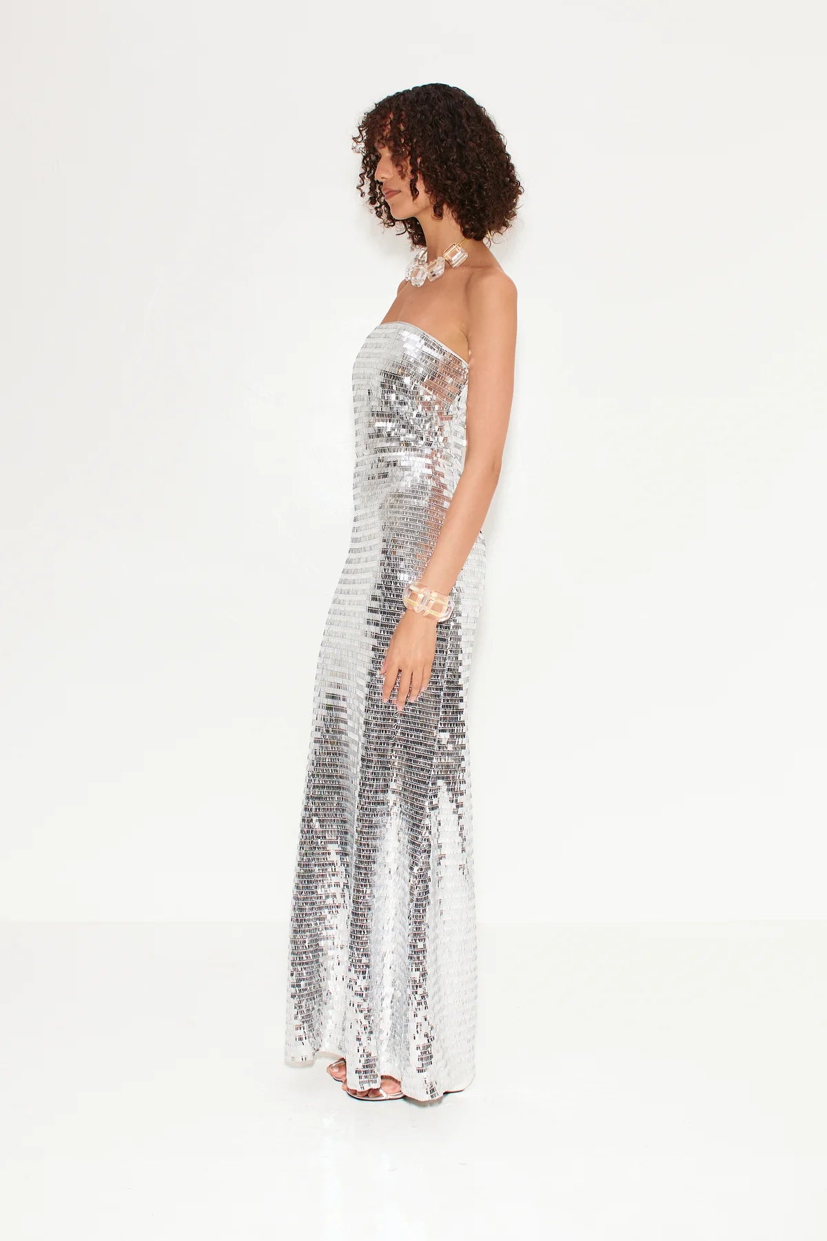 SCULPTY STRAPLESS SEQUIN DRESS