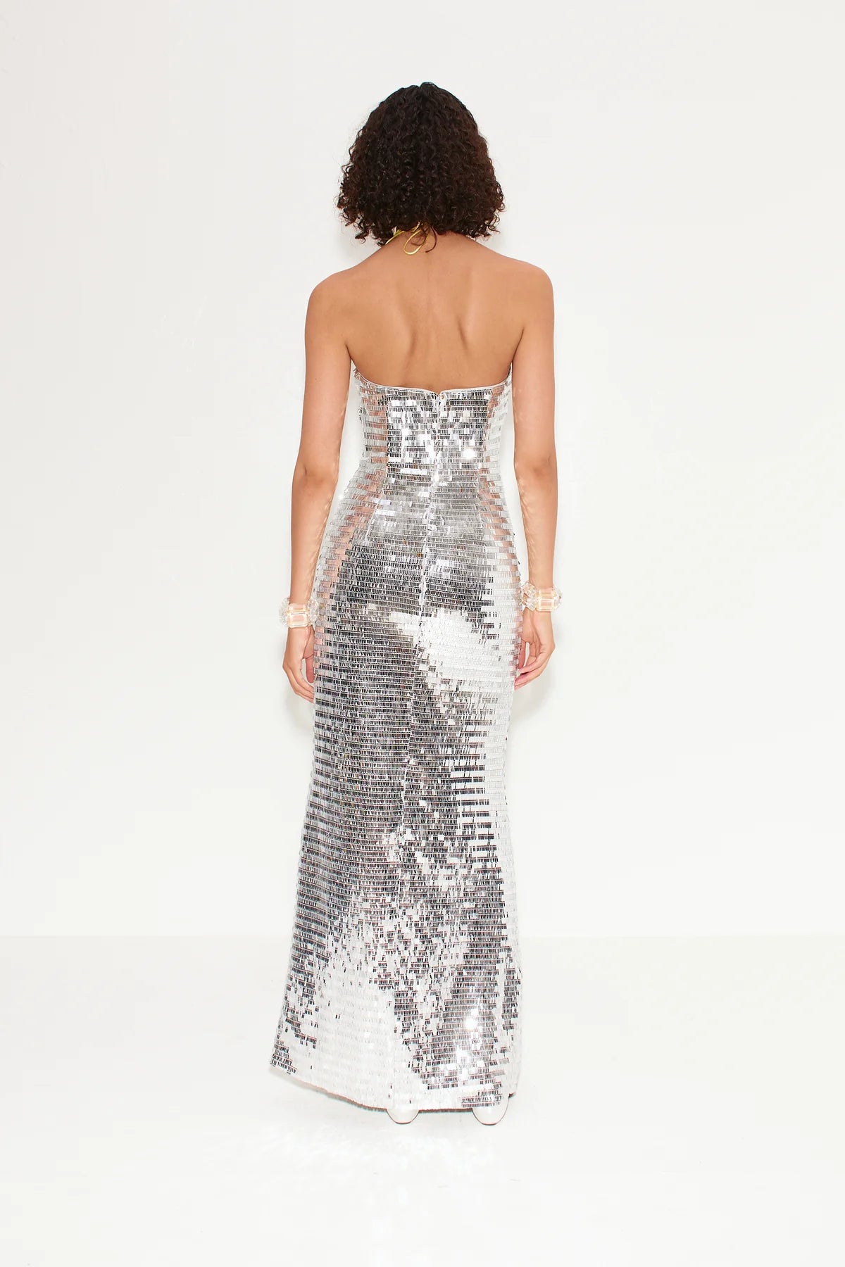 SCULPTY STRAPLESS SEQUIN DRESS