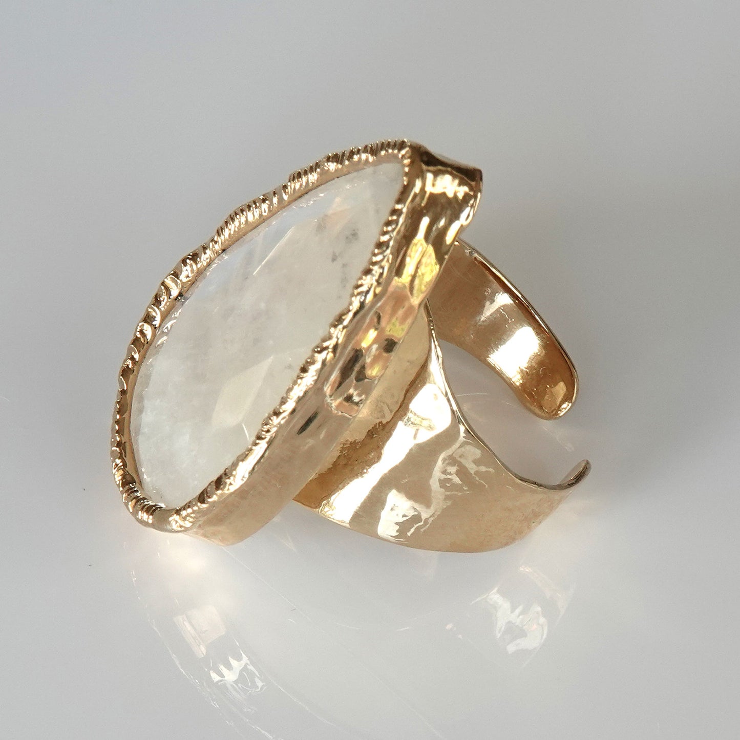 Rainbow Moonstone AAA+ Gold Ring