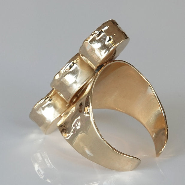 Red 3 Rubies Gold Ring