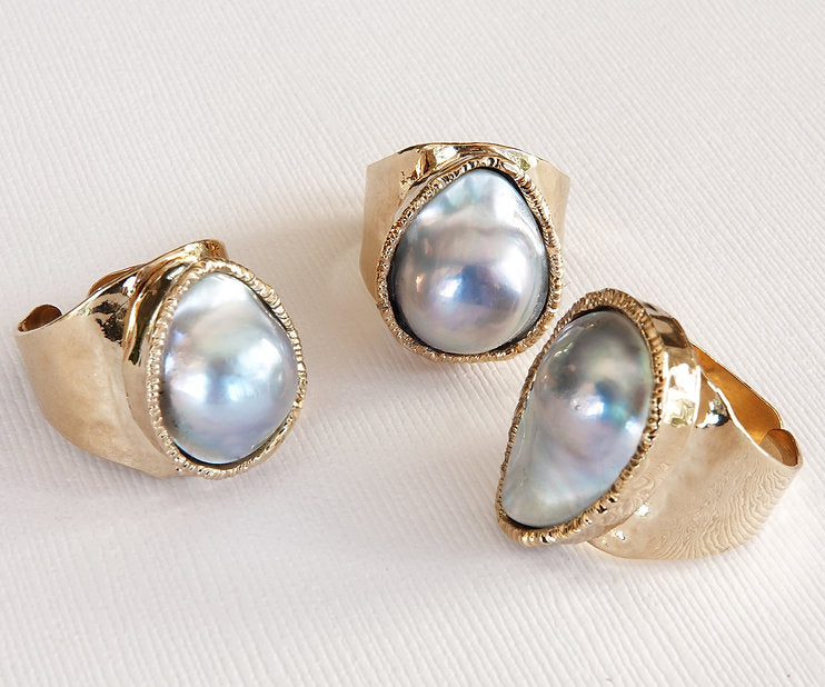 Blister Pearl Gold Ring
