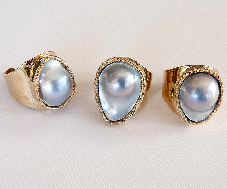 Blister Pearl Gold Ring