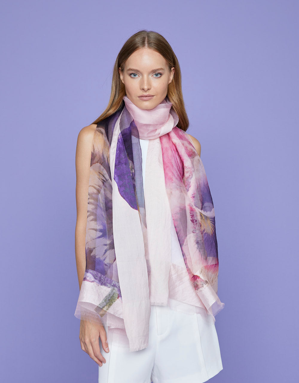 Silk Purple Flora Scarf