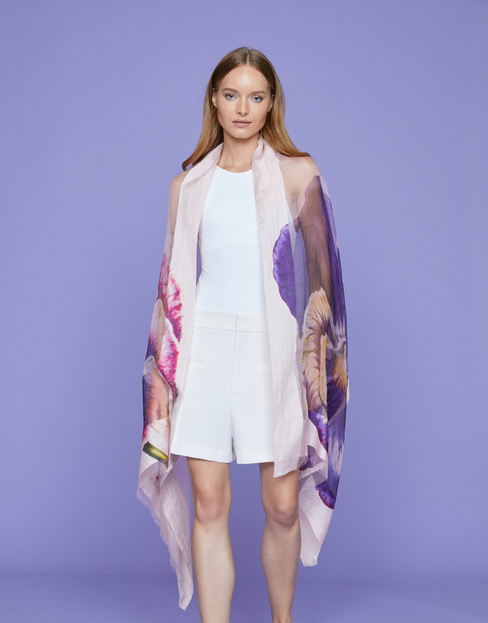 Silk Purple Flora Scarf
