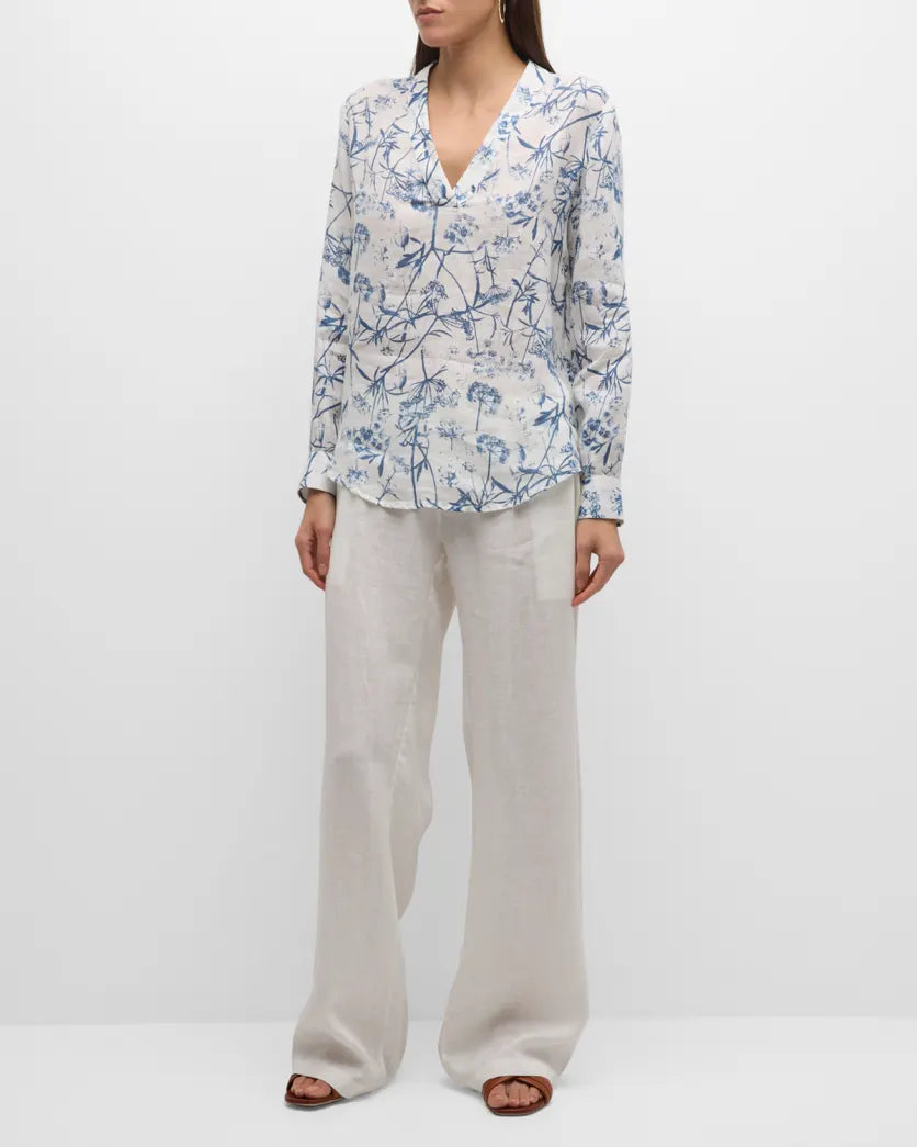 V-Neck Linen Blouse