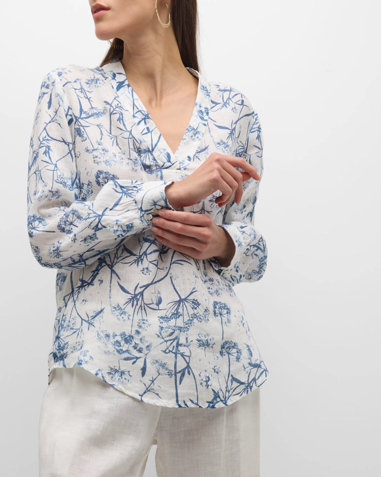 V-Neck Linen Blouse