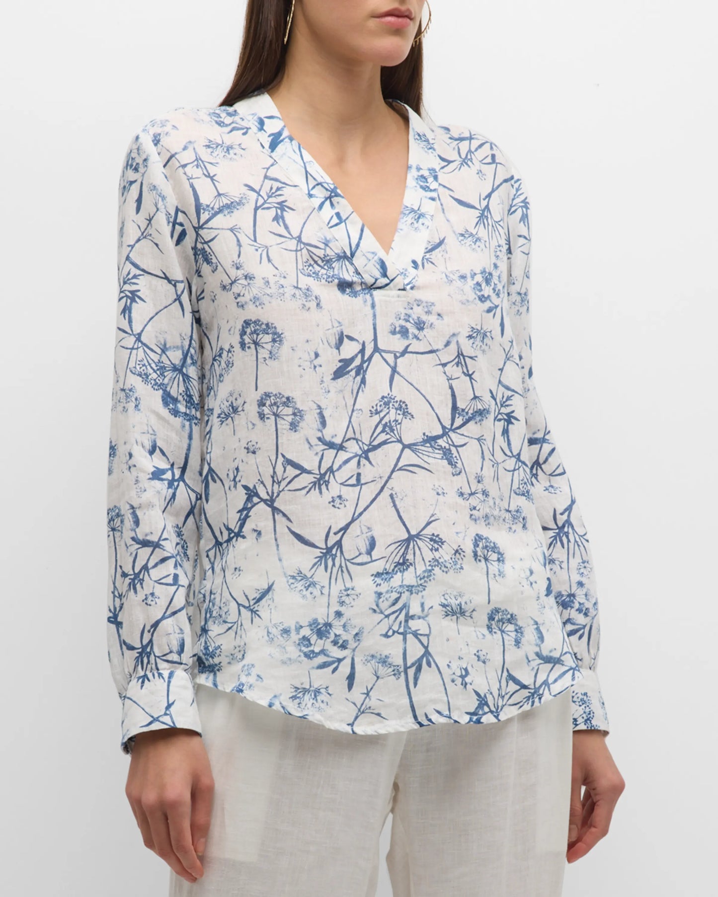 V-Neck Linen Blouse