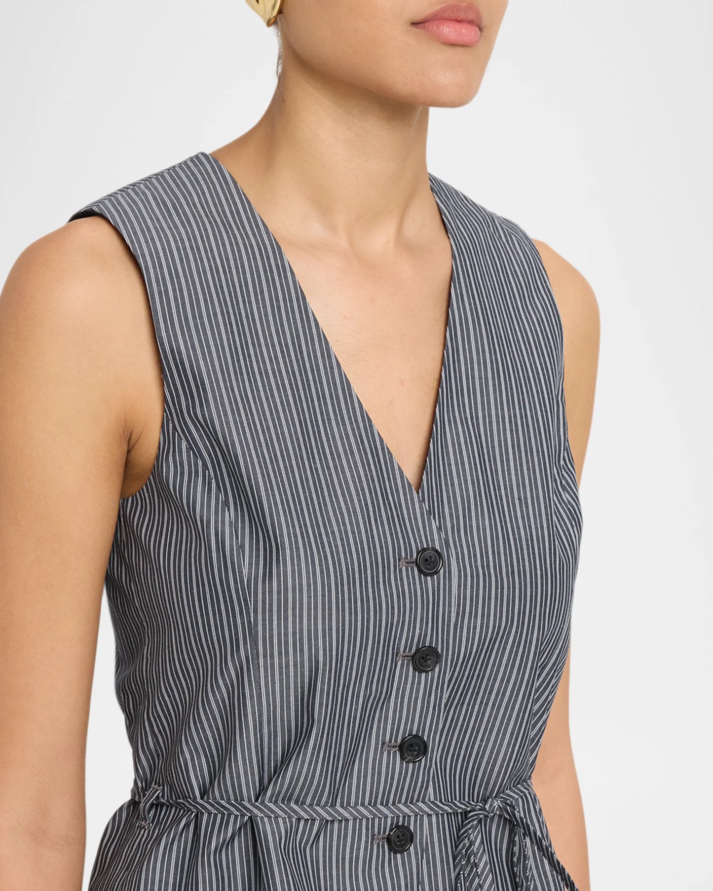 PAULETTE STRIPE POPLIN VEST