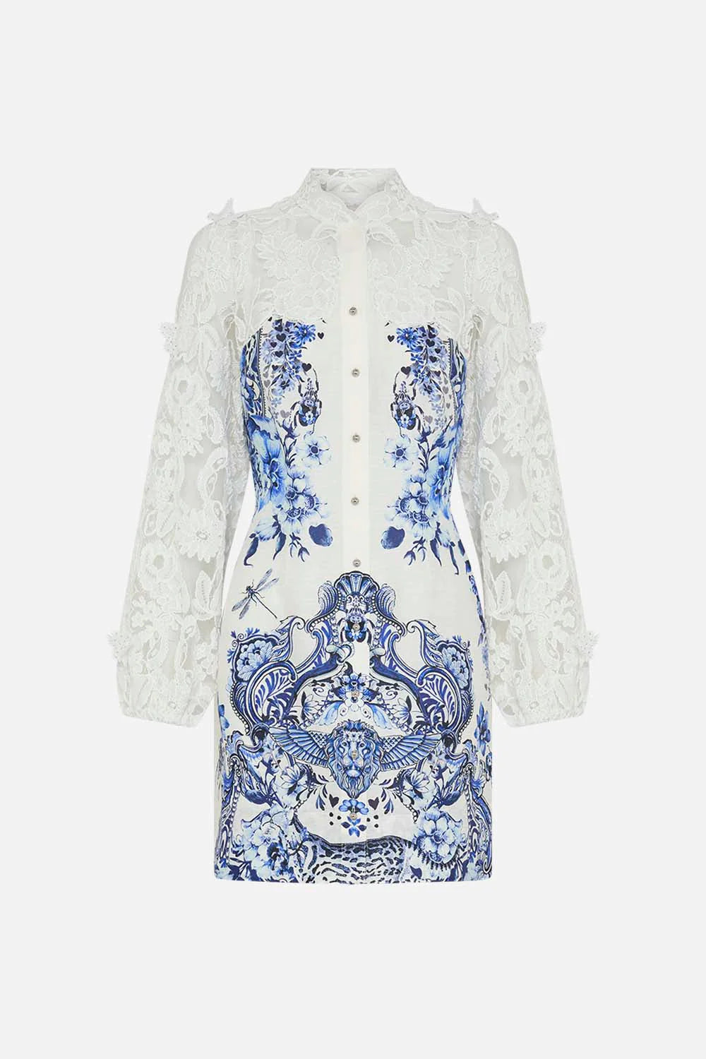 BUTTERFLY DETAIL LACE SLEEVE MINI DRESS