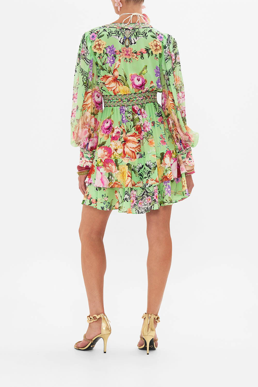 BUTTON FRONT FRILL DRESS