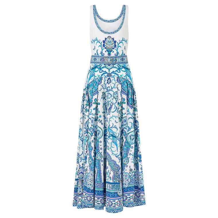 JERSEY TANK DRESS W CONTRAST SKIRT