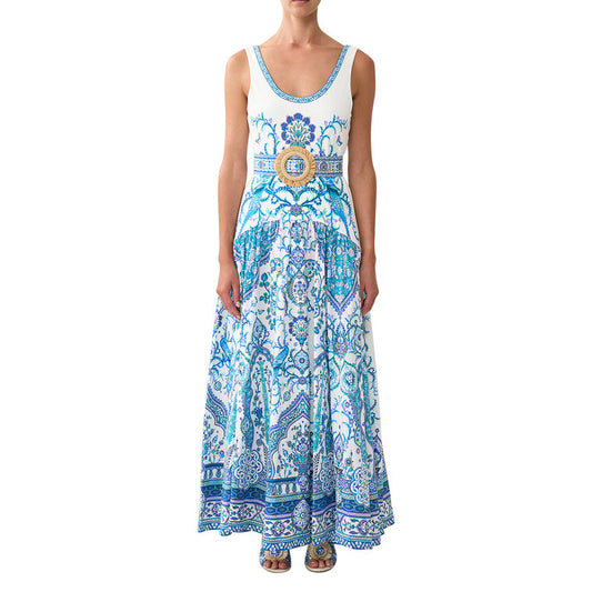 JERSEY TANK DRESS W CONTRAST SKIRT