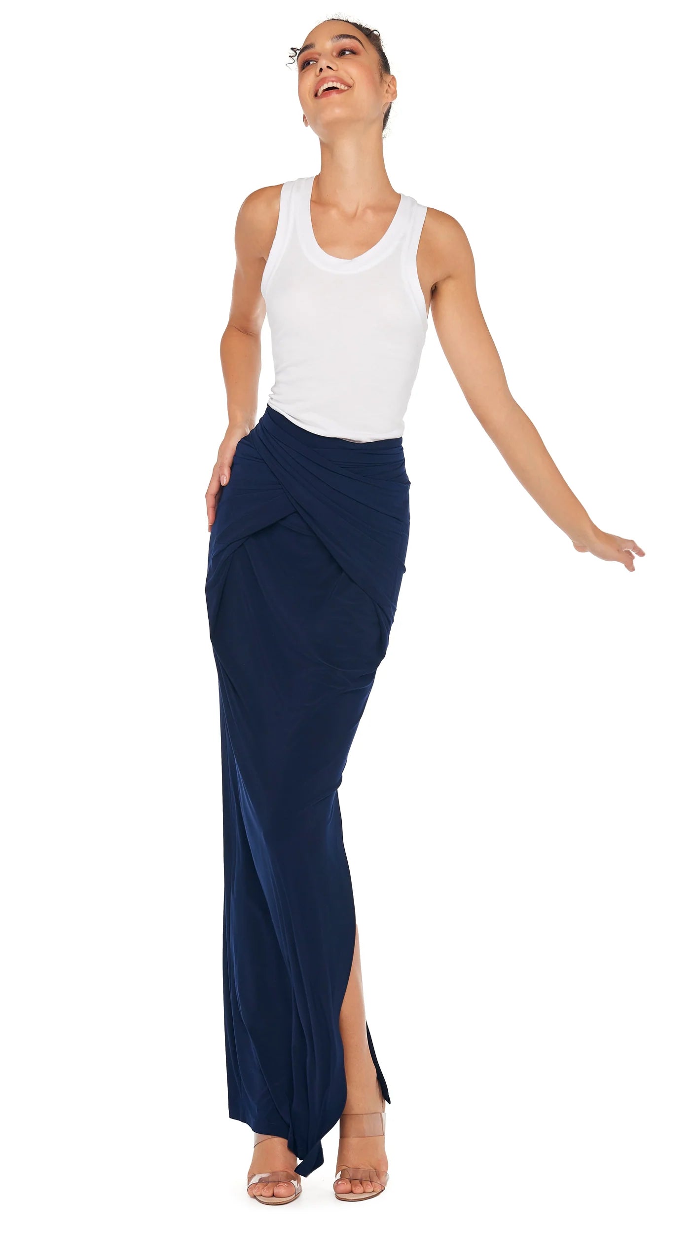 ALL IN ONE SIDE SLIT LONG SKIRT