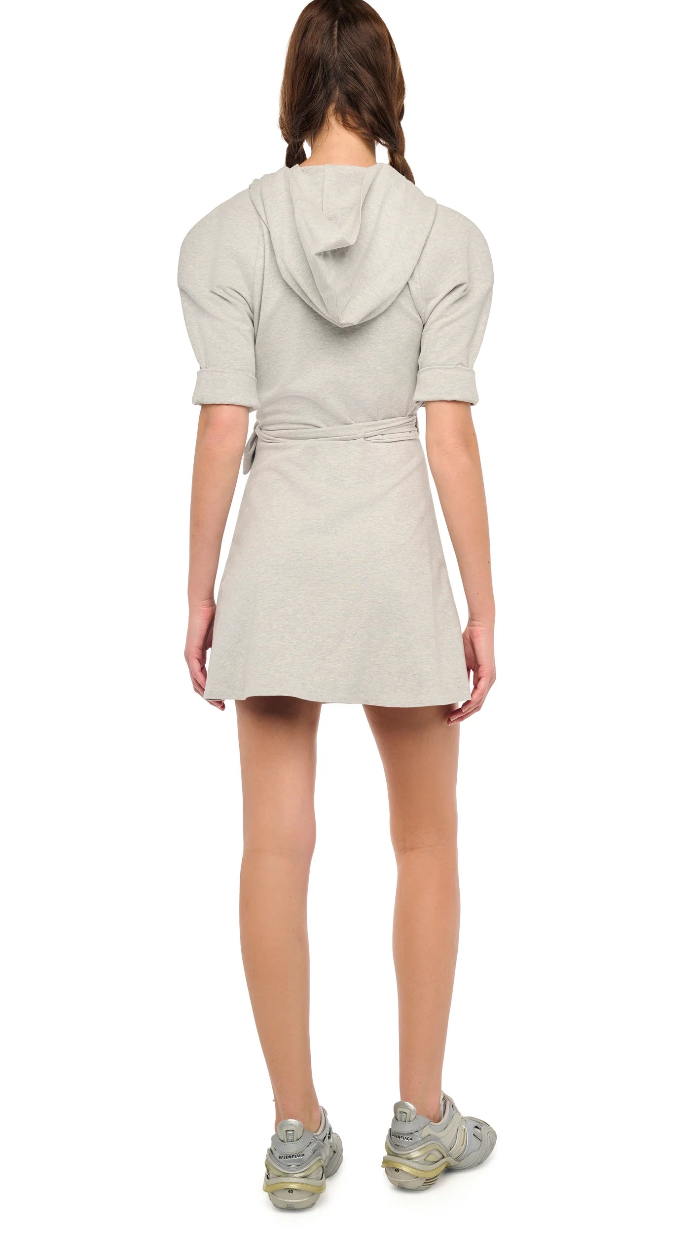 HOODED BOMBER WRAP DRESS