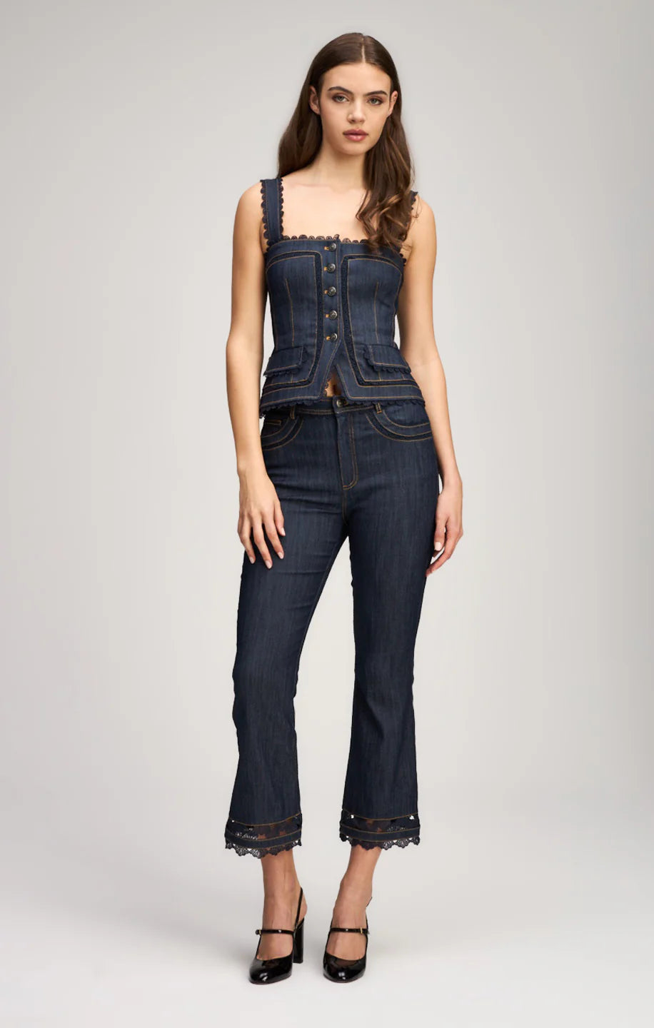 GULPURE LACE CROPPED STEVIE JEANS