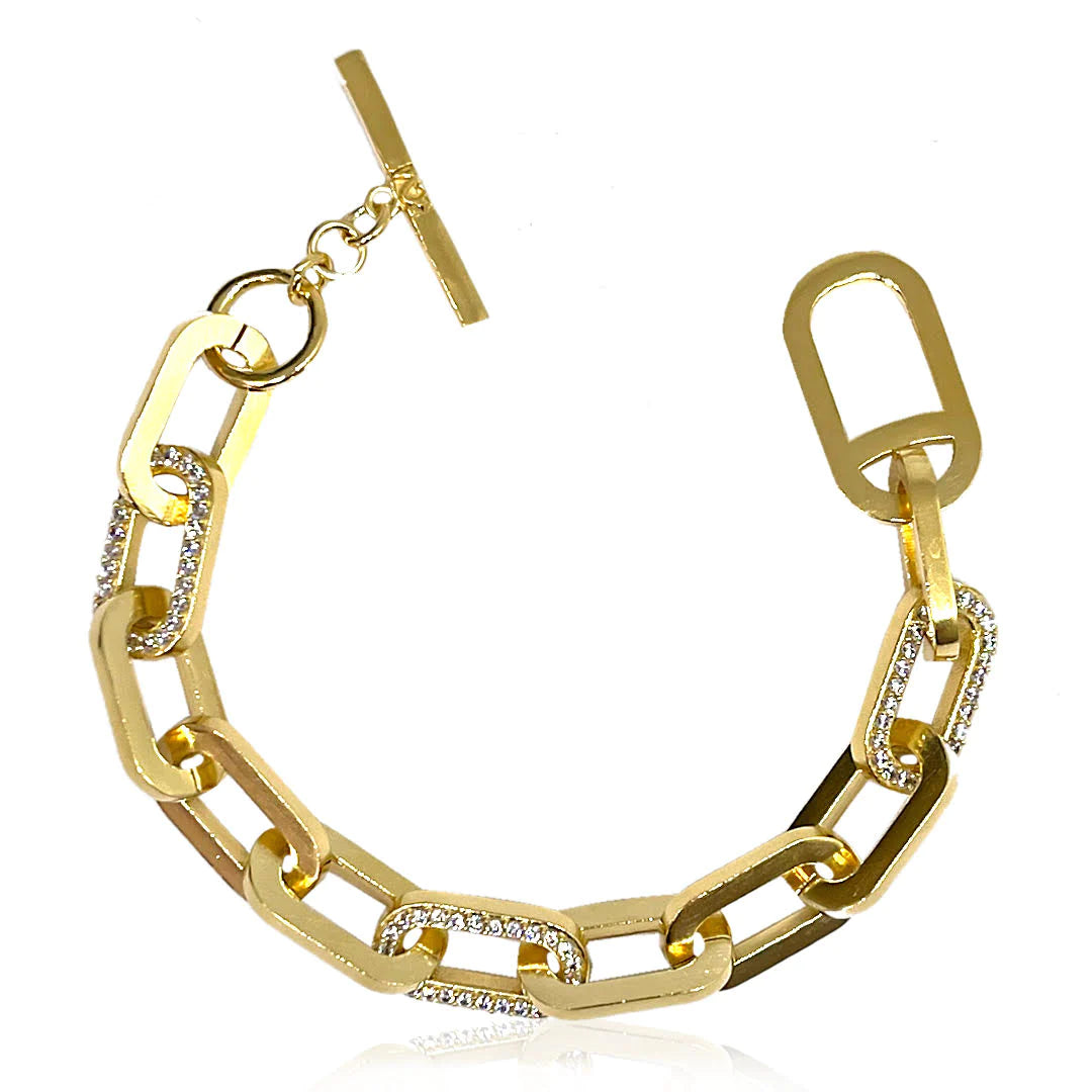 Gold Pave Rico Chain Bracelet