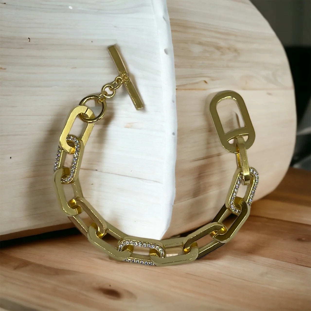 Gold Pave Rico Chain Bracelet