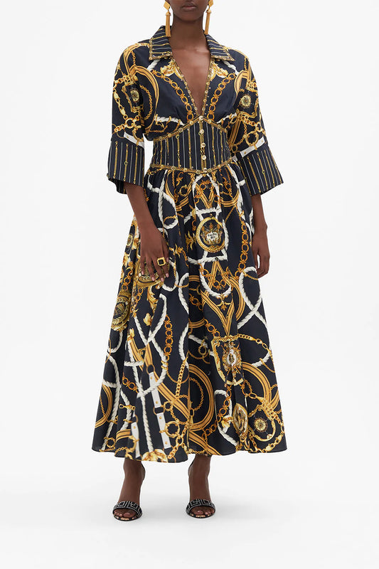 Shaped Waistband Midi Dress