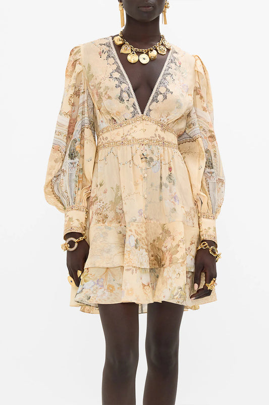 BUTTON FRONT FRILL DRESS