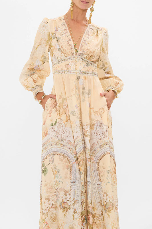 BUTTON DRESS WITH SHAPED WAISTBAND