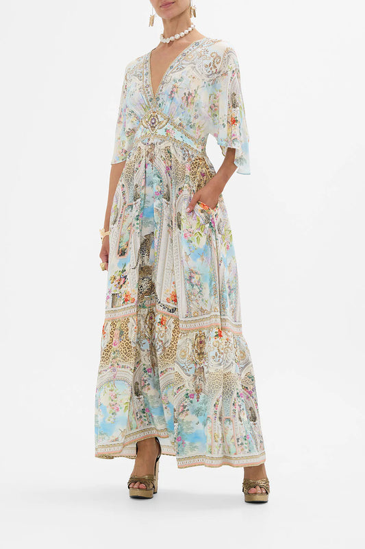 WAISTED DRESS W HEM RUFFLE
