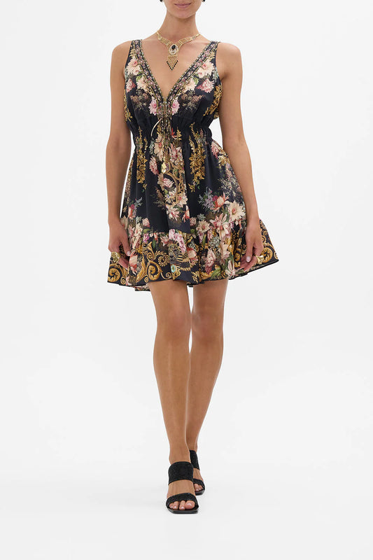 SHIRRED WAIST DETAIL MINI DRESS