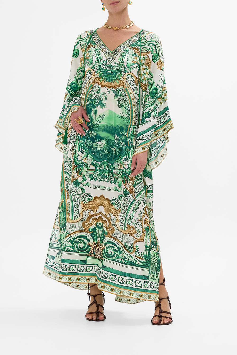 V NECK KAFTAN W TIES