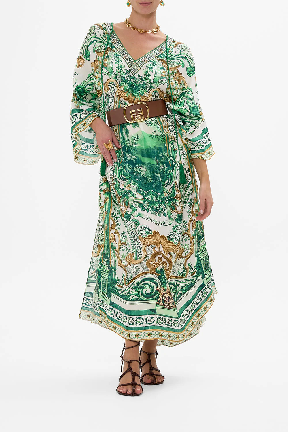V NECK KAFTAN W TIES