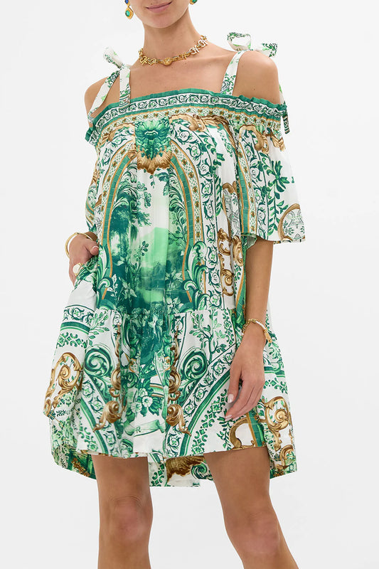 OFF SHOULDER FRILL DRESS W STRAPS