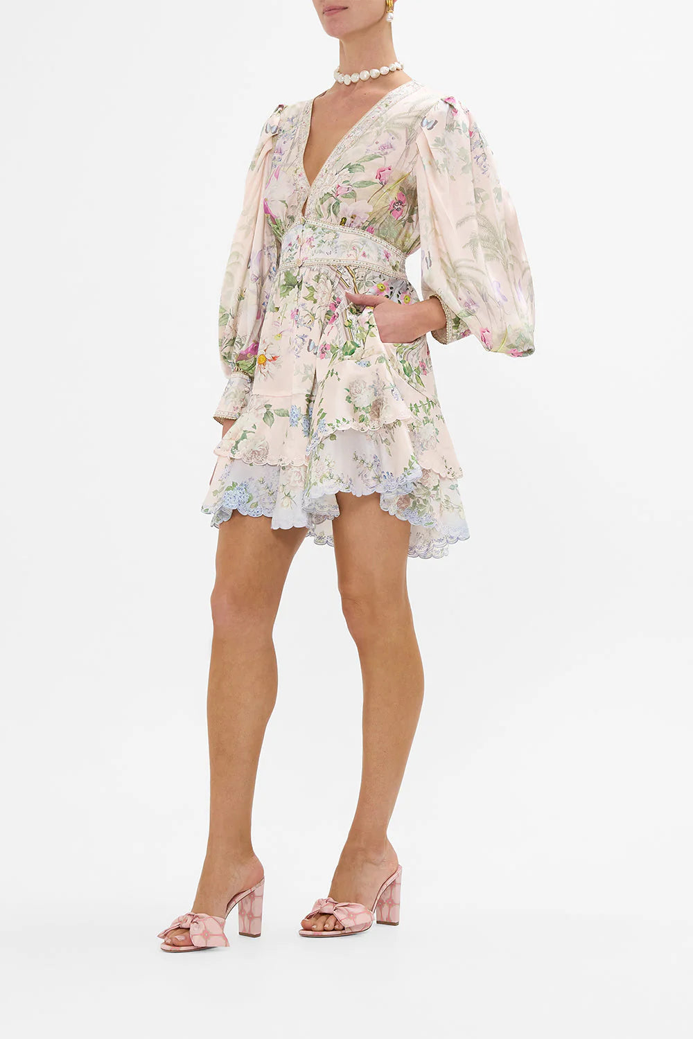 BUTTON FRONT FRILL DRESS