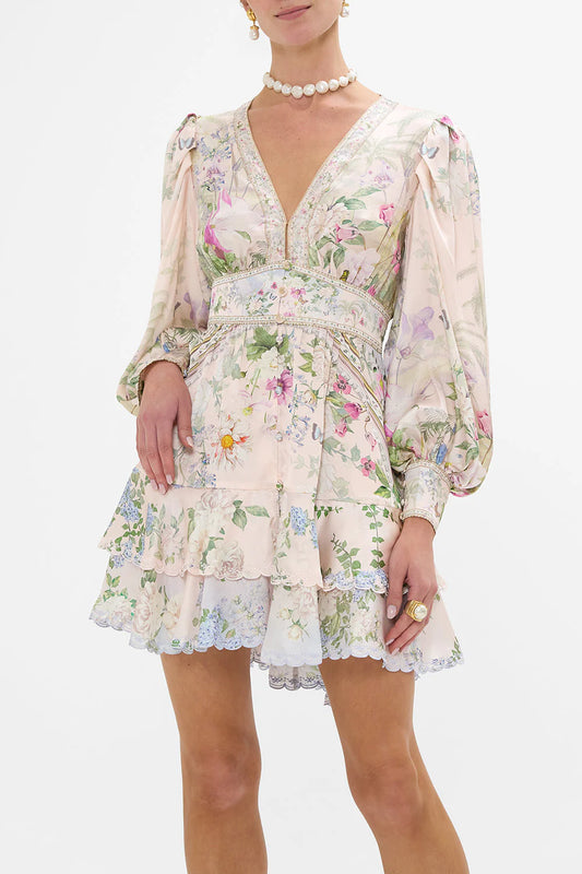 BUTTON FRONT FRILL DRESS