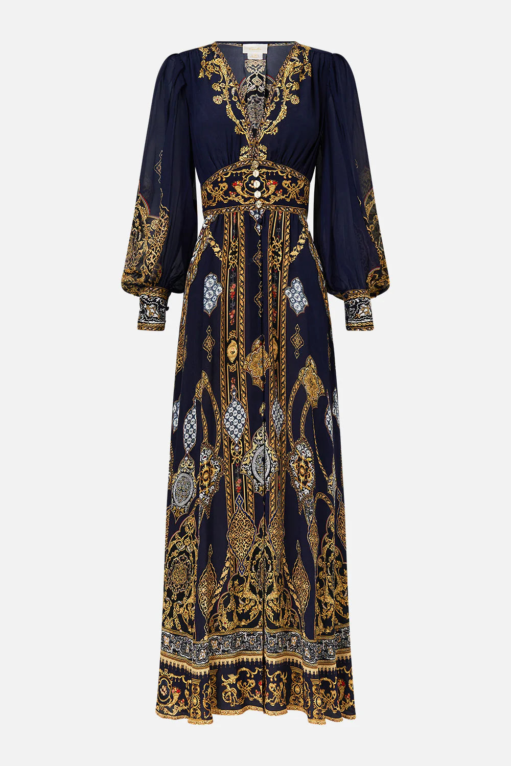 SHAPED WAISTED DRESS WITH GATHERED LONGSLEEVES