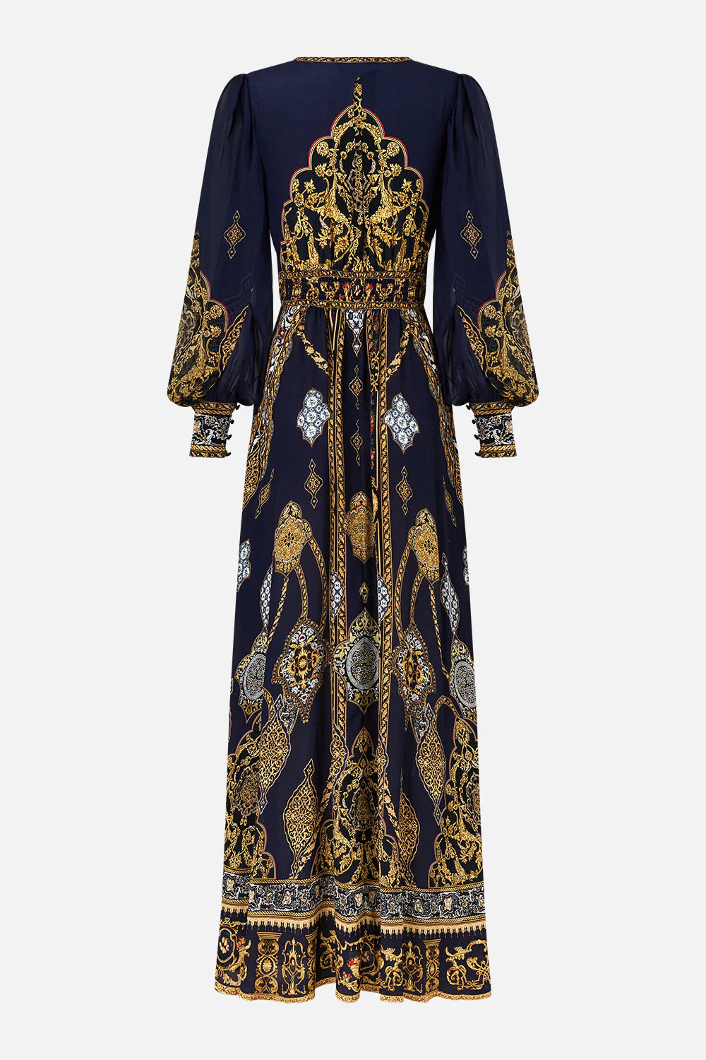 SHAPED WAISTED DRESS WITH GATHERED LONGSLEEVES