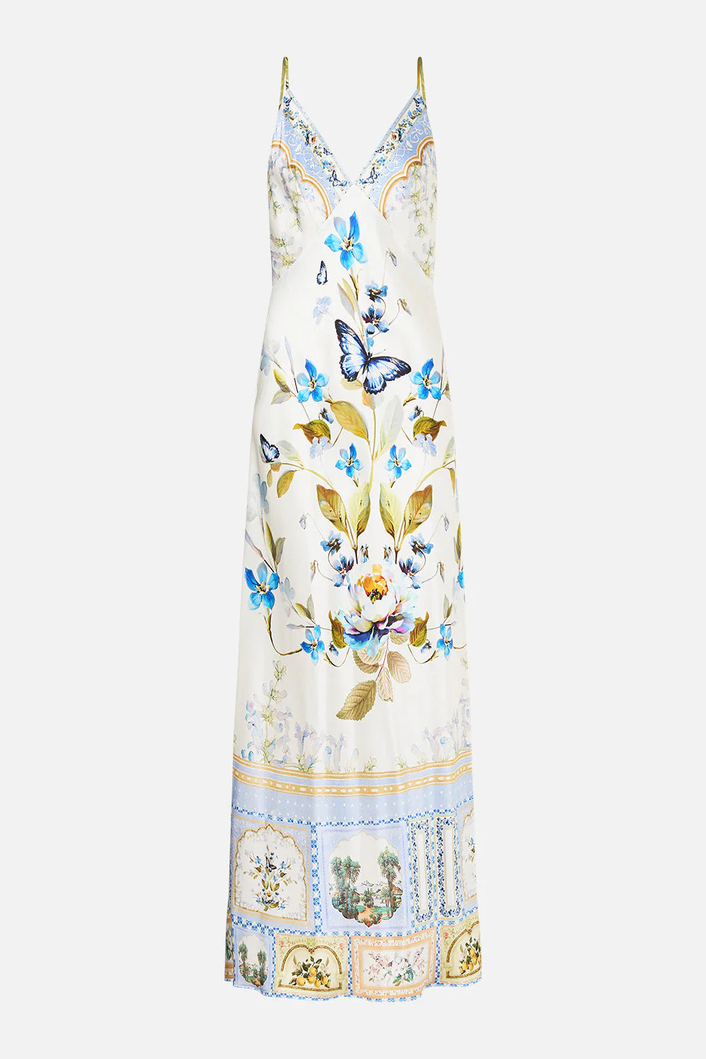 V NECK LONG BIAS SLIP DTESS W TRAIN