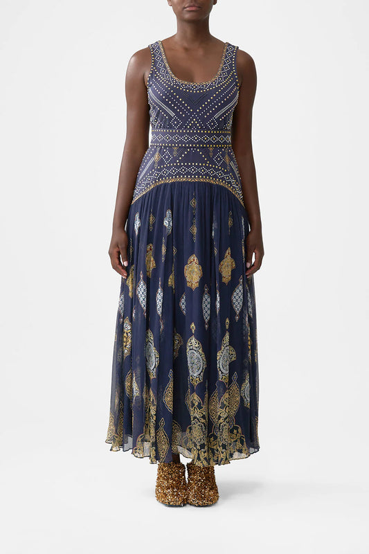 JERSEY TANK DRESS W CONTRAST SKIRT