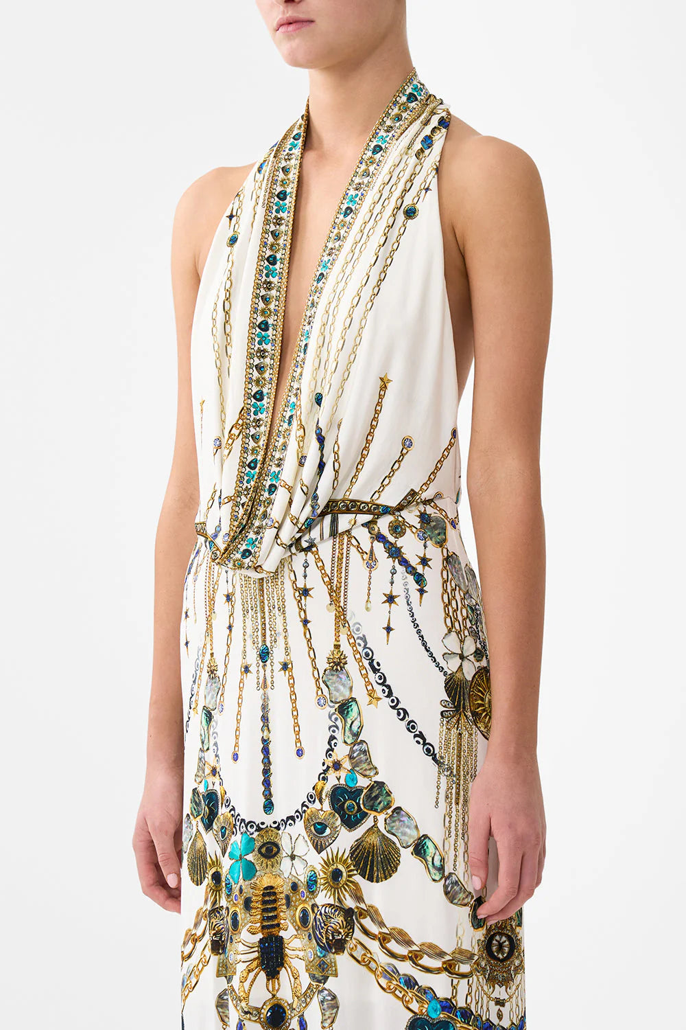 DEEP COWEL PLUNGE DRESS