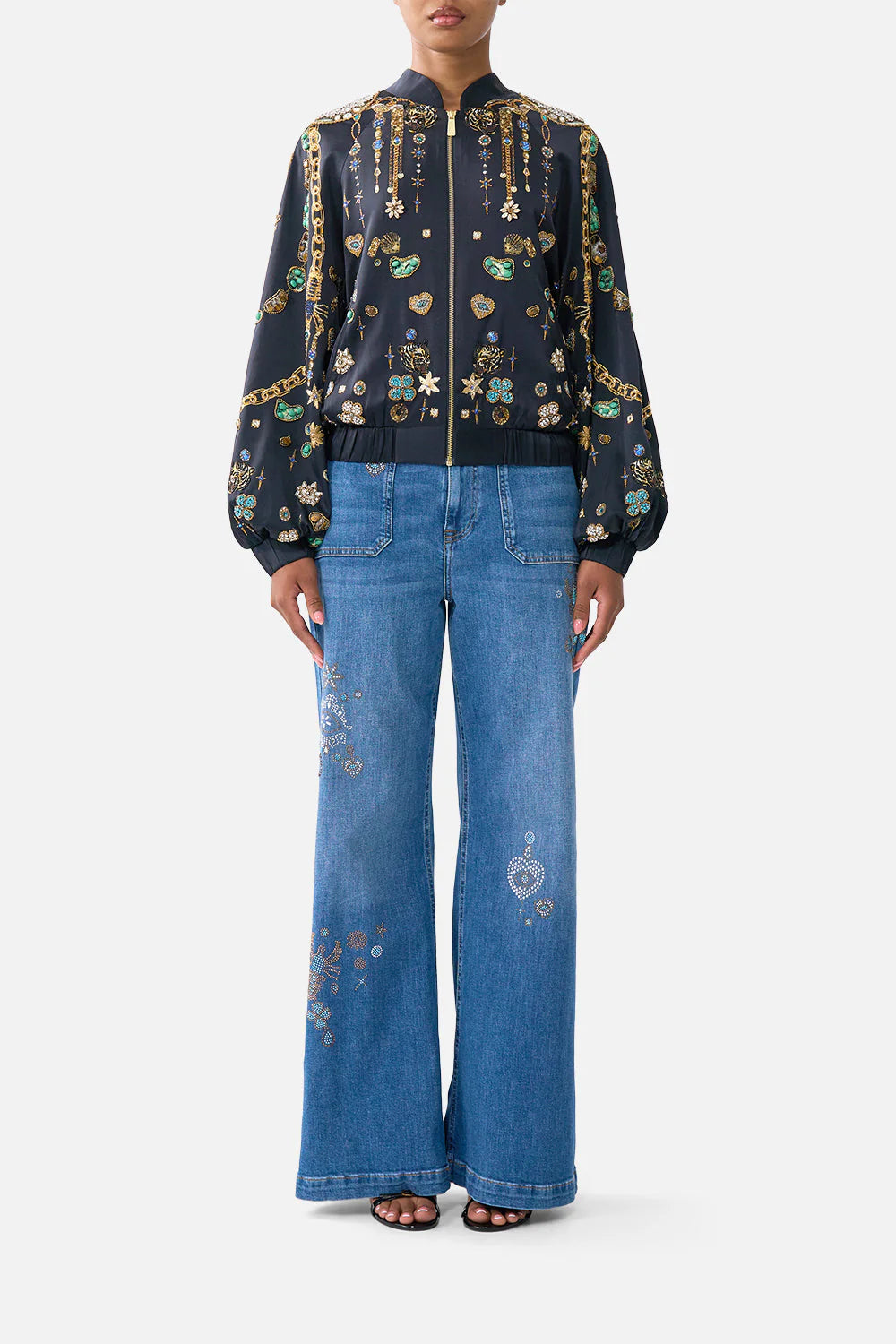 BOMBER JACKET W SHIRRED CUFF