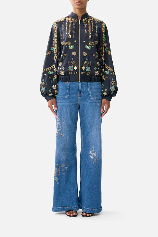 BOMBER JACKET W SHIRRED CUFF