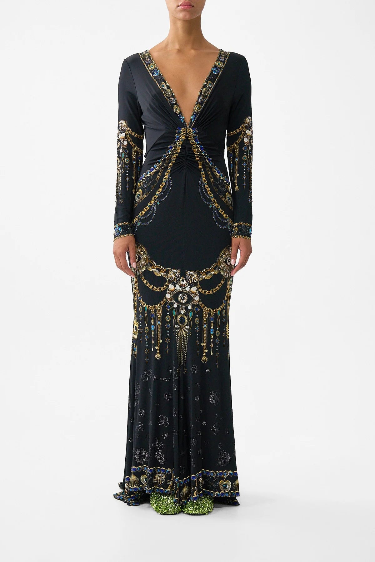 LONG SLEEVE GATHERED DRESS