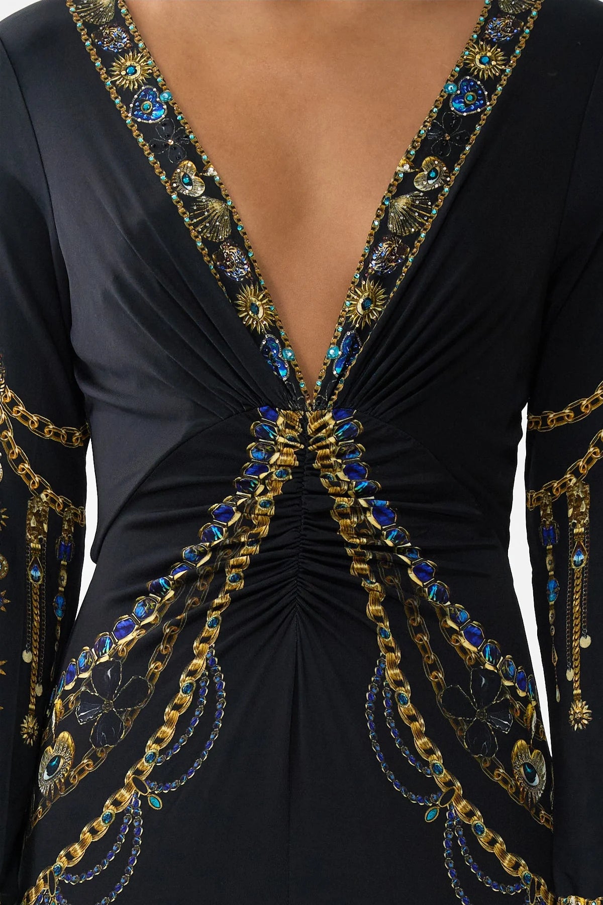 LONG SLEEVE GATHERED DRESS